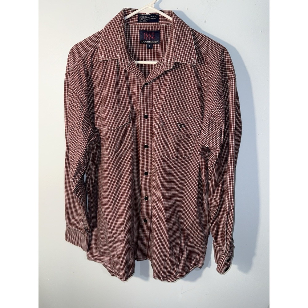 LUCCHESE 1883 Men's Western Shirt Plaid Rodeo Cowboy Button Down Classic Size L